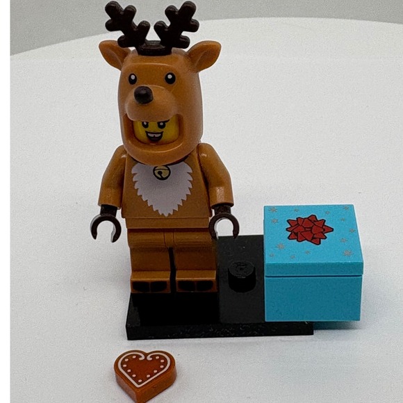 LEGO Reindeer Costume Minifigure Christmas Holiday Present Box Gingerbread Heart - Picture 6 of 6